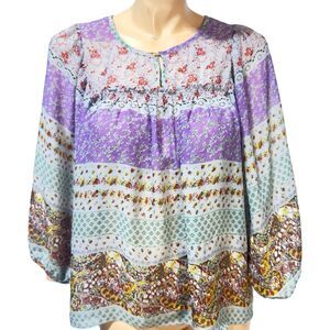 MAEVE Anthropologie KADA PEASANT BLOUSE Top Festival Size XS Oversized Sheer